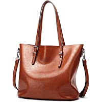  - Czemo Bolsos de Mujer de Piel Bolso Tote Grande Bolso Bandolera de Cuero Bolsa de la Compra (Marrón)